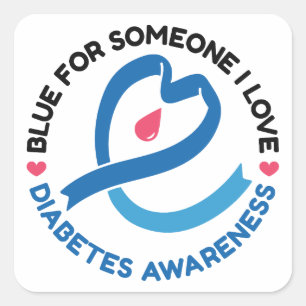 Blauw voor iemand van wie ik houd – Diabetesbewust Vierkante Sticker
