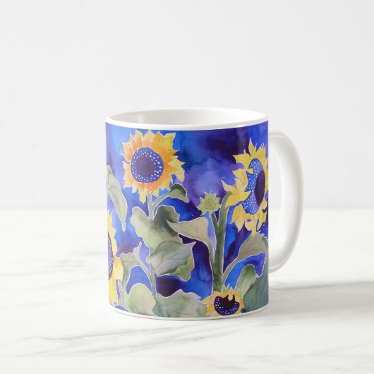 Blauw voor je zonnebloemen koffiemok (Voorkant rechts)