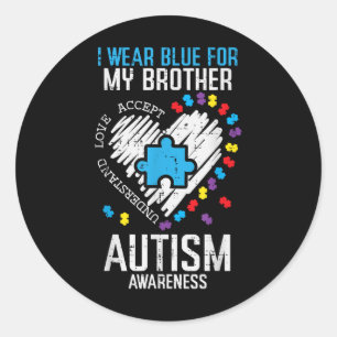 Blauw voor mijn broer Autisme Bewustzijn Familie Z Ronde Sticker