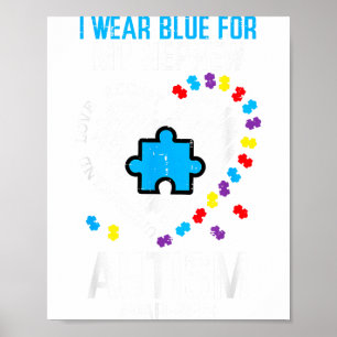 Blauw Voor Neef Autisme Bewustzijn Familie Tante O Poster