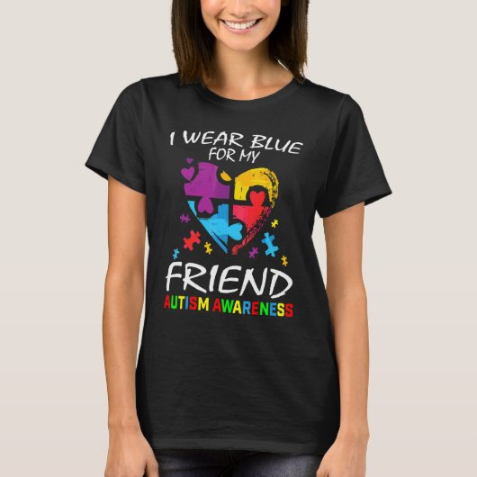 Blauw voor vriendjeskennis Puzzle Heart Grap T-shirt (Voorkant)