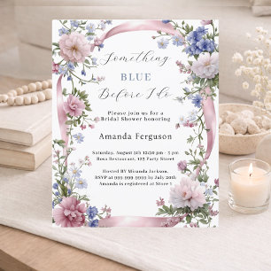 Blauw voordat ik bloemen doe Bridal Shower uitnodi