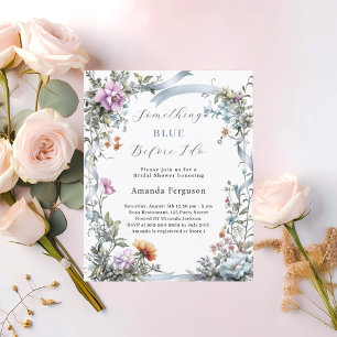 Blauw voordat ik roze Bridal Shower uitnodiging do
