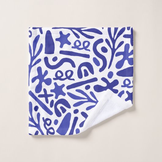 Blauw vormpatroon bad handdoek (Wasdoekje)