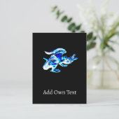 Blauw Vorst Draak Briefkaart (Staand voorkant)