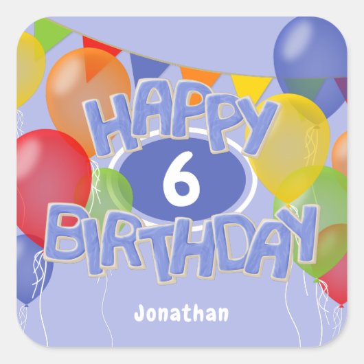 blauw vorst koekjes met uitsnede op ballon verjaar vierkante sticker (Voorkant)