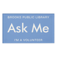 Blauw vraag me Buttonnen voor vrijwilligers Magnet