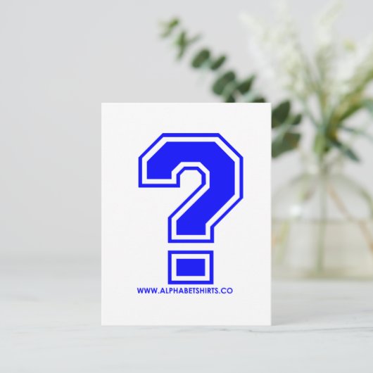 Blauw Vraagteken Briefkaart (Staand voorkant)