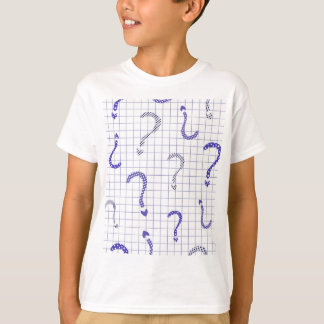 Blauw vraagteken naadloos patroon t-shirt