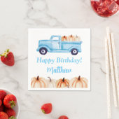 Blauw Vrachtwagen Pompoen Jongen Verjaardagsfeest Servet (Insitu)