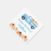 Blauw Vrachtwagen Pompoen Jongen Verjaardagsfeest Servet (Hoek)