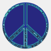 Blauw vredesbord ronde sticker (Voorkant)