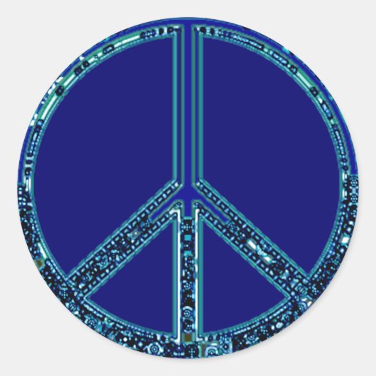 Blauw vredesbord ronde sticker (Voorkant)