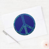 Blauw vredesbord ronde sticker (Envelop)
