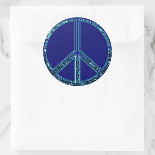 Blauw vredesbord ronde sticker (Tas)