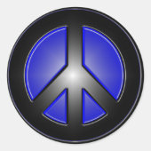 Blauw vredesbord ronde sticker (Voorkant)