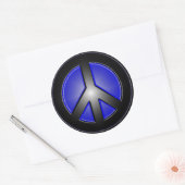 Blauw vredesbord ronde sticker (Envelop)