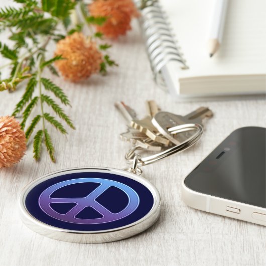 Blauw vredesbord sleutelhanger (Zijkant)