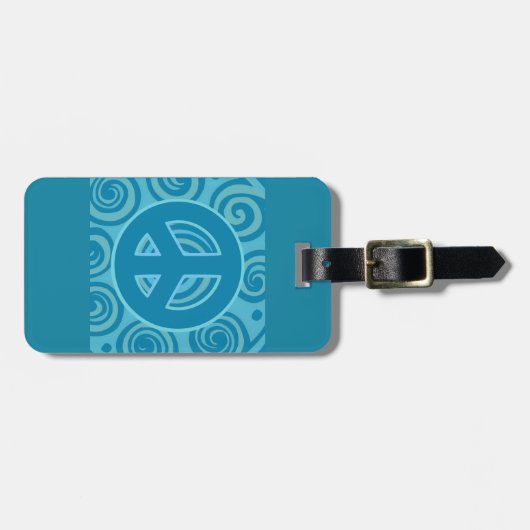 Blauw vredesgebarentontwerp bagagelabel (Voorkant horizontaal)