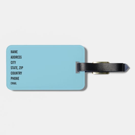 Blauw vredesgebarentontwerp bagagelabel (Achterkant horizontaal)