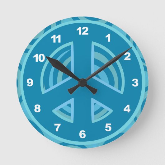 Blauw vredesgebarentontwerp ronde klok (Voorkant)