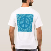 Blauw vredesgebarentontwerp t-shirt (Achterkant)