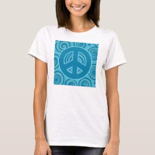 Blauw vredesgebarentontwerp t-shirt