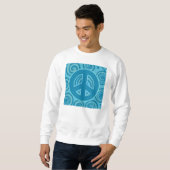Blauw vredesgebarentontwerp trui (Voorkant volledig)