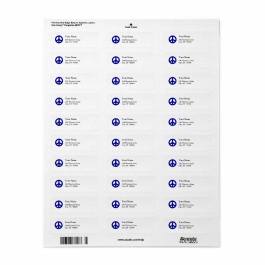 Blauw Vredesteken Custom Return Label (Full Sheet)