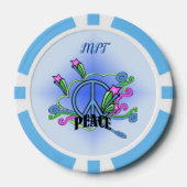 Blauw Vredesteken Fancy kleurrijke rollen Sterren  Poker Chips (Voorkant)