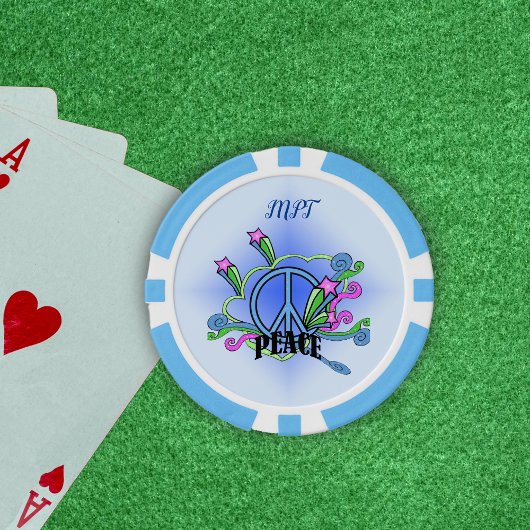 Blauw Vredesteken Fancy kleurrijke rollen Sterren  Poker Chips