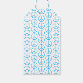 Blauw vredesteken modern retro leuk cadeaulabel