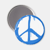 Blauw Vredesteken Symbool Magneet (Voorkant / Achterkant)
