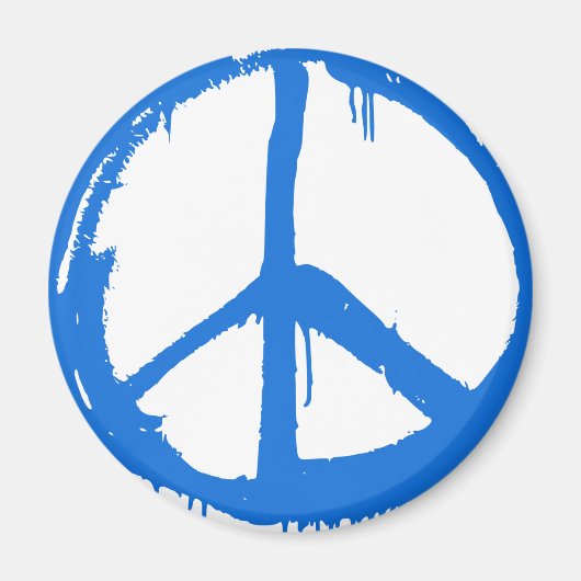 Blauw Vredesteken Symbool Magneet (Voorkant)