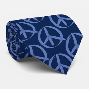 Blauw Vredesteken Symbool Stropdas