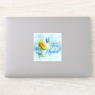 Blauw-vrij Oekraïne Zonnebloem en vlindervinyl Sticker