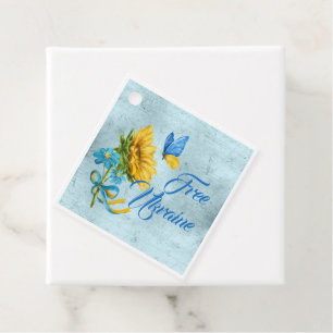 Blauw-vrij Oekraïne Zonnebloem & vlinder Bedankjes Labels