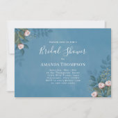 Blauw Vrijgezellenfeest Elegant Bloemen Custom Kaart (Voorkant)