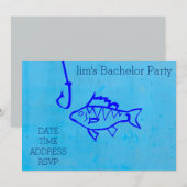 Blauw vrijgezellenfeest met vistentheme kaart (Voorkant / Achterkant)