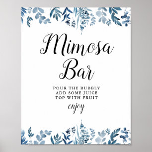 Blauw vrijgezellenfeest mimosa staafje poster