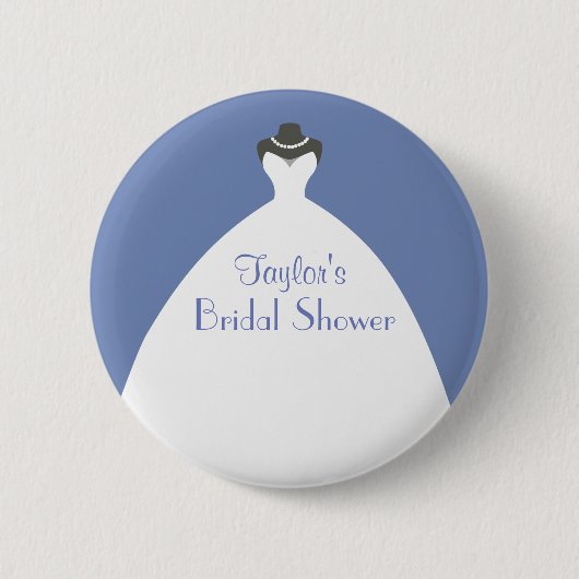 Blauw Vrijgezellenfeest Theme White trouwjurk Ronde Button 5,7 Cm (Voorkant)