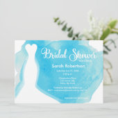 Blauw vrijgezellenfeest, Trouwjurk Waterverf Kaart (Staand voorkant)