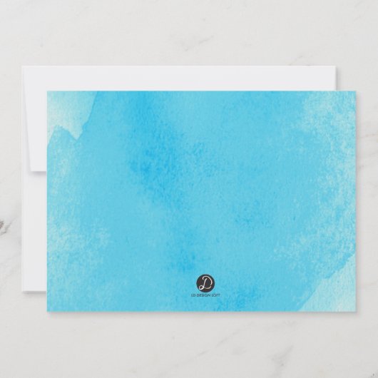 Blauw vrijgezellenfeest, Trouwjurk Waterverf Kaart (Achterkant)