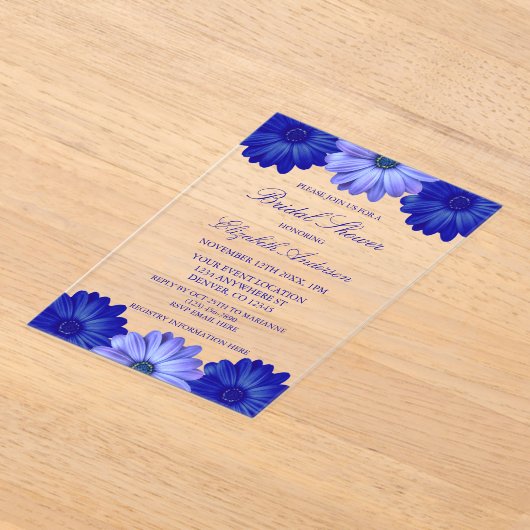 Blauw Vrijgezellenfeest van Floral Acryl Uitnodigingen (Laagn)
