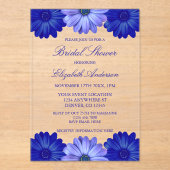 Blauw Vrijgezellenfeest van Floral Acryl Uitnodigingen (Voorkant)