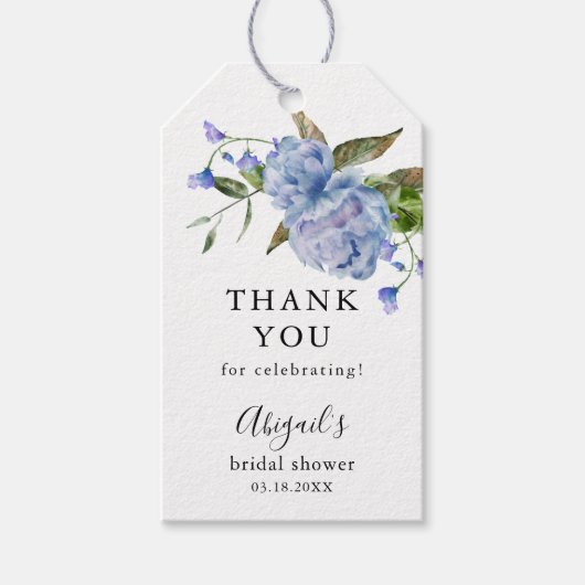 Blauw Vrijgezellenfeest van Floral Cadeaulabel (Voorkant)