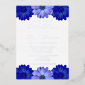 Blauw Vrijgezellenfeest van Floral Folie Uitnodiging (Voorkant)