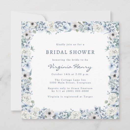 Blauw Vrijgezellenfeest van Floral Kaart (Voorkant)