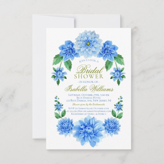 Blauw Vrijgezellenfeest van Floral Kaart (Voorkant)