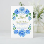 Blauw Vrijgezellenfeest van Floral Kaart (Staand voorkant)